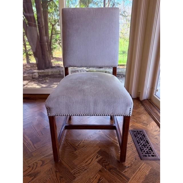 Beautiful Traditional Oak Parquet Dining Room Table and Chairs With 2 Exenstions For Sale - Image 10 of 17