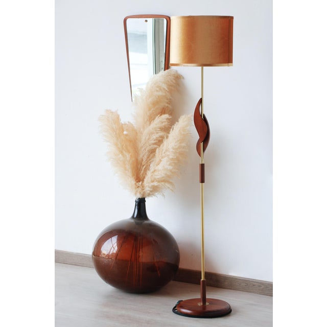 Vintage Scandinavian Teak, Bakelite and Brass Floor Lamp, 1960s For Sale - Image 14 of 16