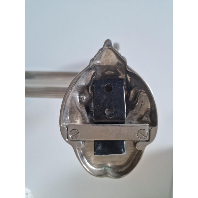 Antique Double Towel Rack in Silver-Plated Metal, 1960s For Sale - Image 6 of 7