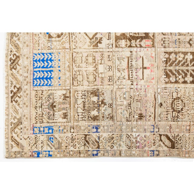 Ivory Vintage Wool Rug in Earthy Neutrals & Vibrant Accent Motifs For Sale - Image 8 of 10