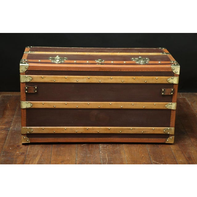 Brown Vintage Mail Trunk from Erhart Mulhouse, 1920s For Sale - Image 8 of 9