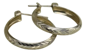 The Walsh Avenue: Faceted White Gold Hoop Earrings, 2 Pieces