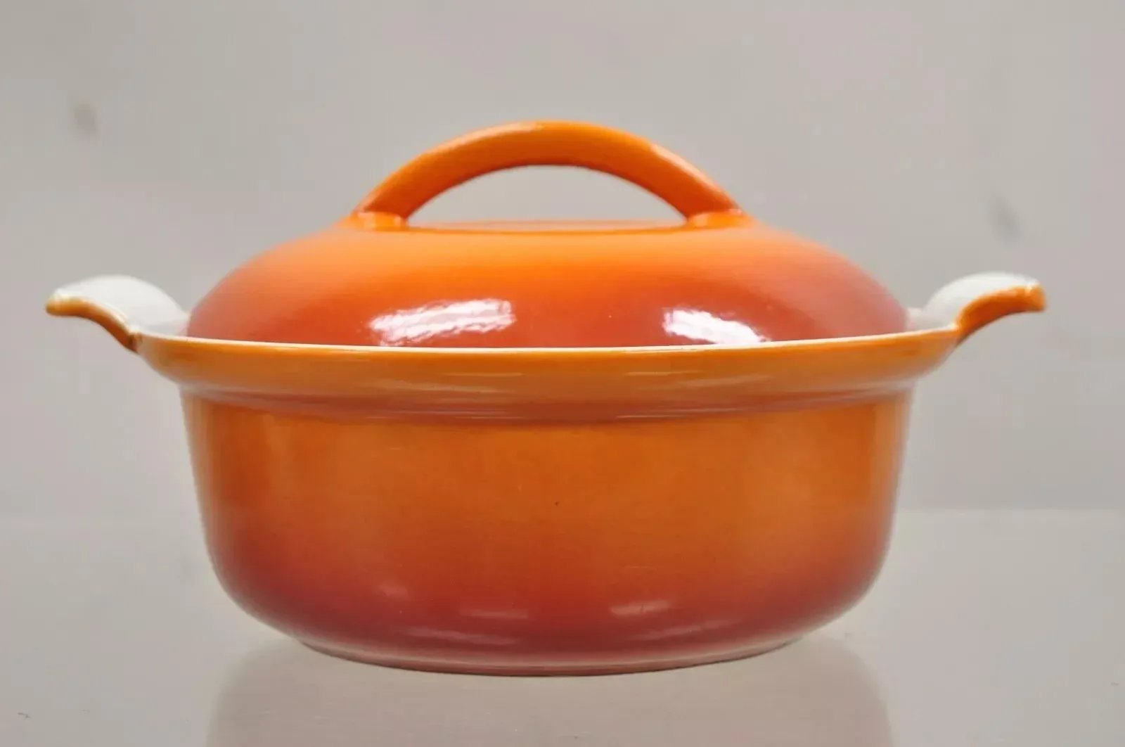 Vintage Descoware Mid Century Modern Cast Iron Orange Enamel