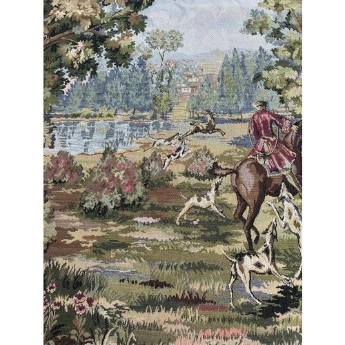 1970s Vintage French Jacquard Tapestry with Hunters and Hounds in the style of Aubusson, 1970s For Sale - Image 5 of 18