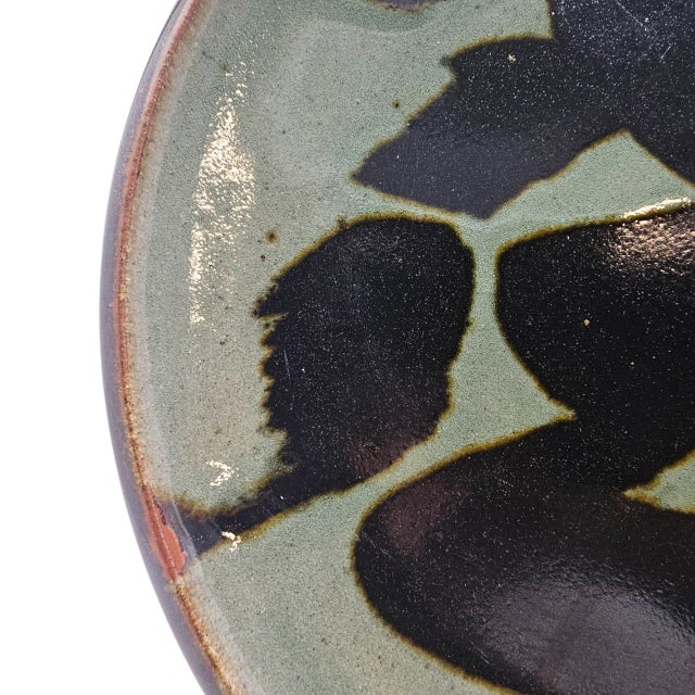 1970s 1978 Richard Mahaffey Stoneware Platter With Abstract Glaze Pacific Northwest Studio Pottery For Sale - Image 5 of 8