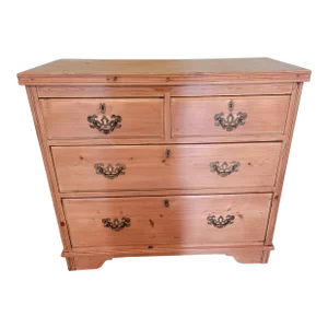Antique Pine Two Drawers Over Two Drawers - Chest of Drawers From Devon Uk - Circa 1880