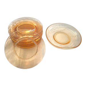 Vintage Fostoria Peach Swirl Glass Salad Plates & Bowl Set