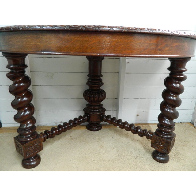 Oak Demi Lune Barley Twist Table For Sale - Image 15 of 18
