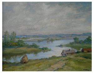 Stanislav Kreics, Latgale, River Daugava, Oil on Board