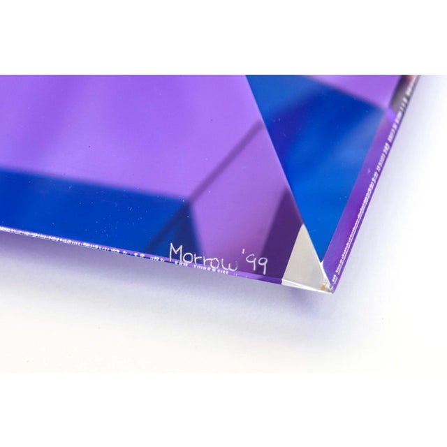 Pyramid Lucite Sculptures Set of 3 Orange, Sapphire Blue, Purple, Red 90's For Sale - Image 12 of 13