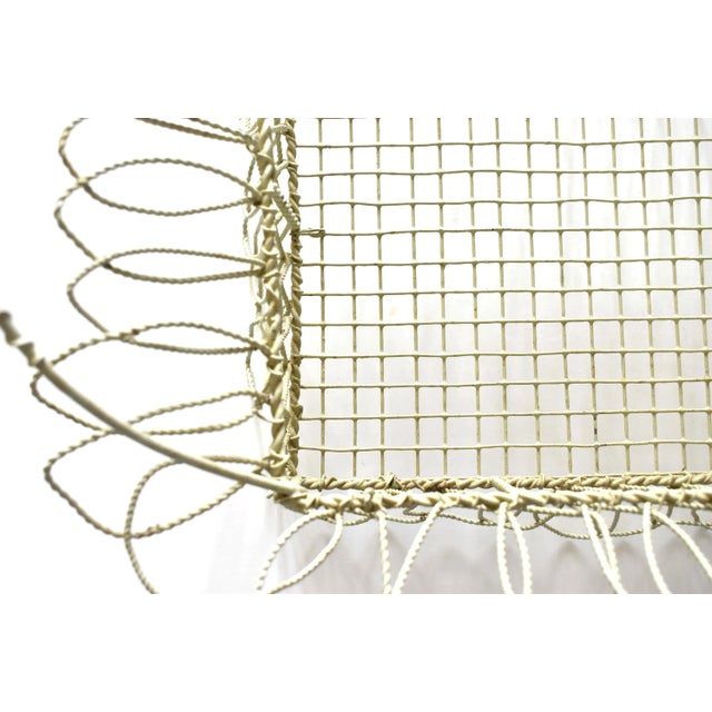Metal Antique 19th-Century Victorian White Twisted Metal Wire Planter Basket For Sale - Image 7 of 10
