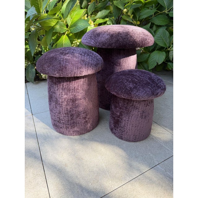 A Trio of Purple Custom Mushroom Footstools For Sale - Image 13 of 17