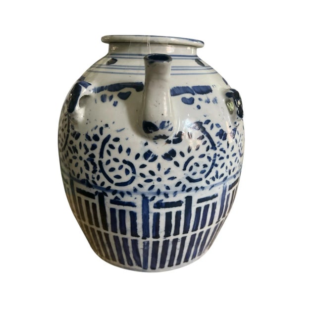 Chinese 1960s Chinese Blue & White Spouted Vessel For Sale - Image 3 of 4