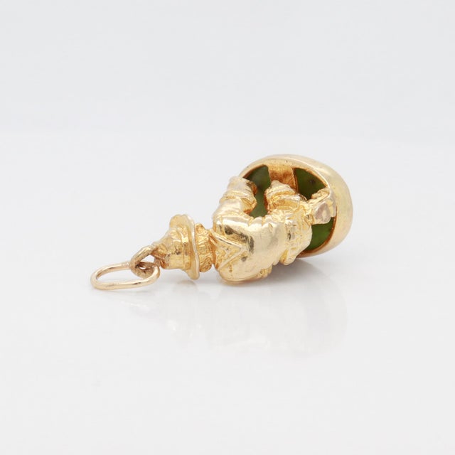 Gold Antique 9k Gold & Jade Seal With Figural Gold Miner Watch Fob Charm For Sale - Image 8 of 12
