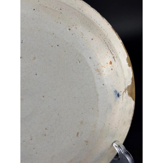 Ceramic Antique Catalan Blue and White Faience Plate, 1800s For Sale - Image 7 of 9