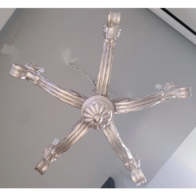 Late 20th Century French Style Carved Wood Chandelier For Sale In Los Angeles - Image 6 of 6