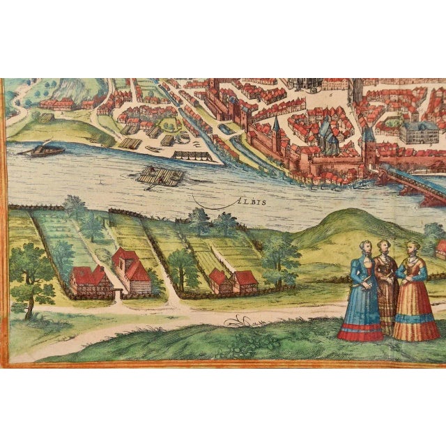 Traditional Meissen, Germany: A 16th Century Hand-Colored Map by Braun & Hogenberg, 1575 For Sale - Image 3 of 7