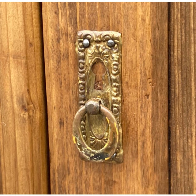 Brown 1910s Pine Nightstand With One Door and One Drawer For Sale - Image 8 of 15