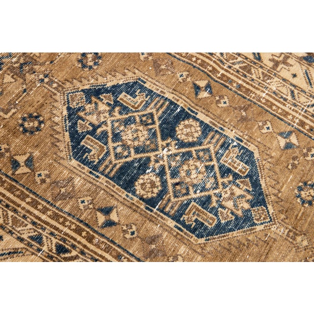 1960s 1960s Vintage Distressed Handmade Blue Tribal Wool Rug For Sale - Image 5 of 9