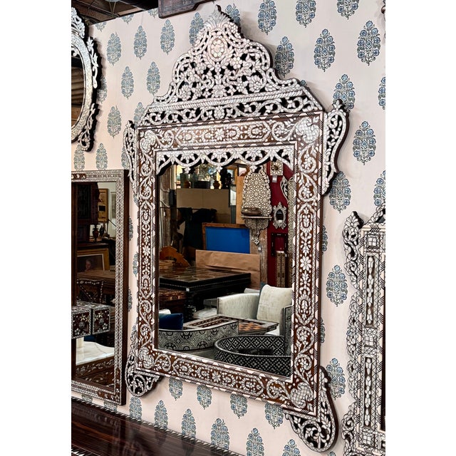 Contemporary 1990s Mother of Pearl Inlaid Moorish Style Mirror For Sale - Image 3 of 6