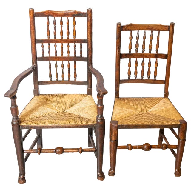 Lancashire Spindle Back Chairs, Set of 10 For Sale