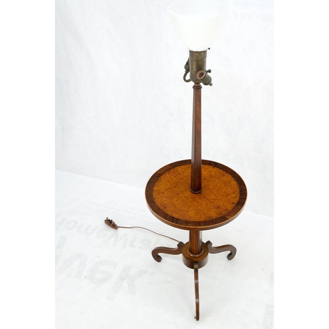 Rosewood & burl wood tripod base side table regency style floor lamp mint! Scroll shape pencil inlay legs.
