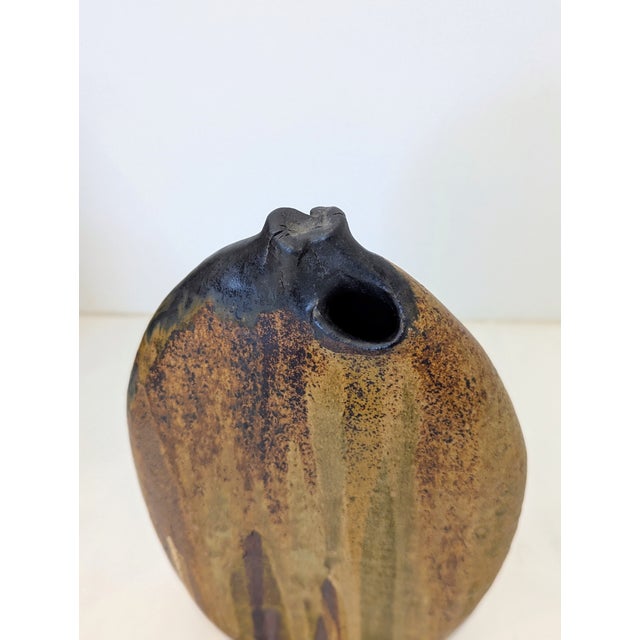 Signed James Berloff Stoneware Vessel – Lenticular Form With Torn Opening For Sale In San Francisco - Image 6 of 8