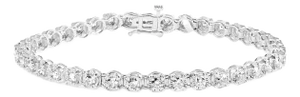 10K White Gold 3.00 Cttw Miracle Set Diamond Bezel Link Style Tennis Bracelet (H-I Color, I2-I3 Clar