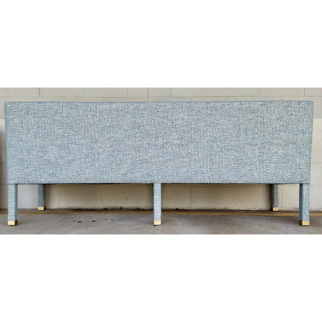 2020s Revelation Modern Blue and White Tufted Approach the Bench Banquette For Sale - Image 5 of 8