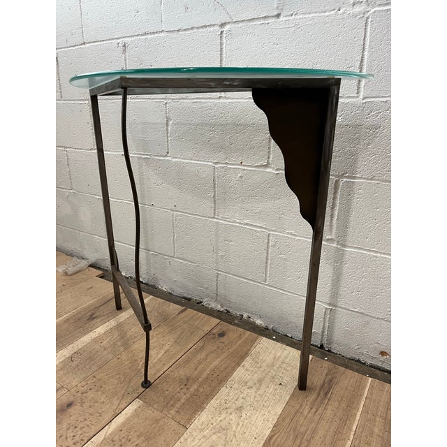 Postmodern Post Modern Robert Sonneman Demi-Lune Console and Mirror Entry Table For Sale - Image 3 of 9