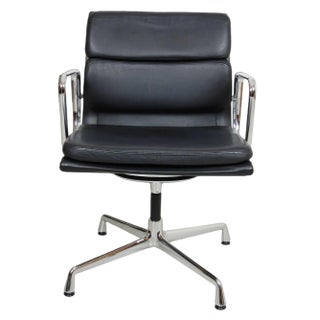 Ea-208 Softpad Chair in Black Leather by Charles Eames for Vitra For Sale