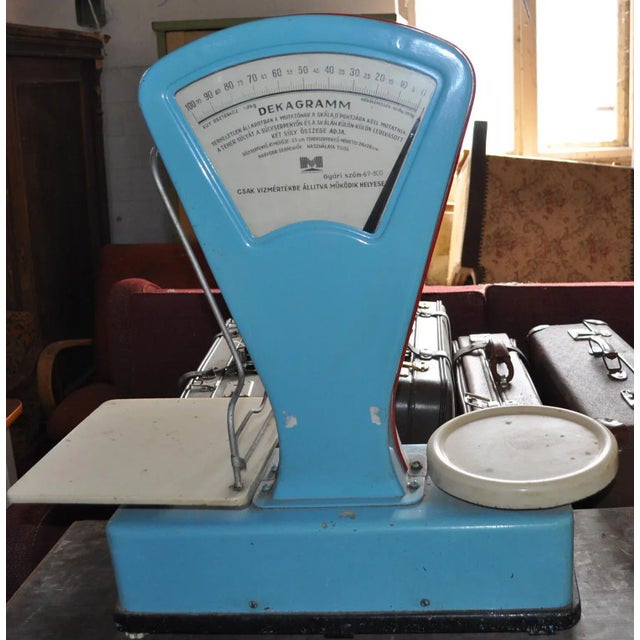 Vintage Dusty Blue Market Scale, 1960s For Sale - Image 6 of 7