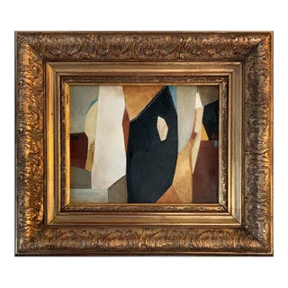 Contemporary Bold Abstract Oil Painting in Vintage Frame For Sale