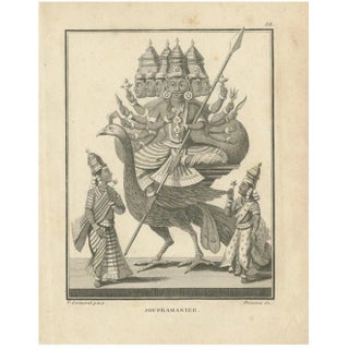 Subramanya on Peacock, 1806, Paper For Sale