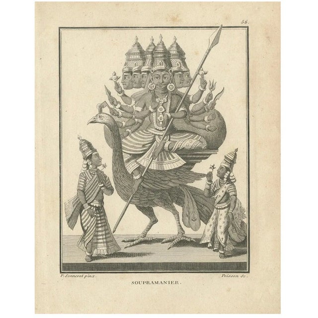 Subramanya on Peacock, 1806, Paper For Sale