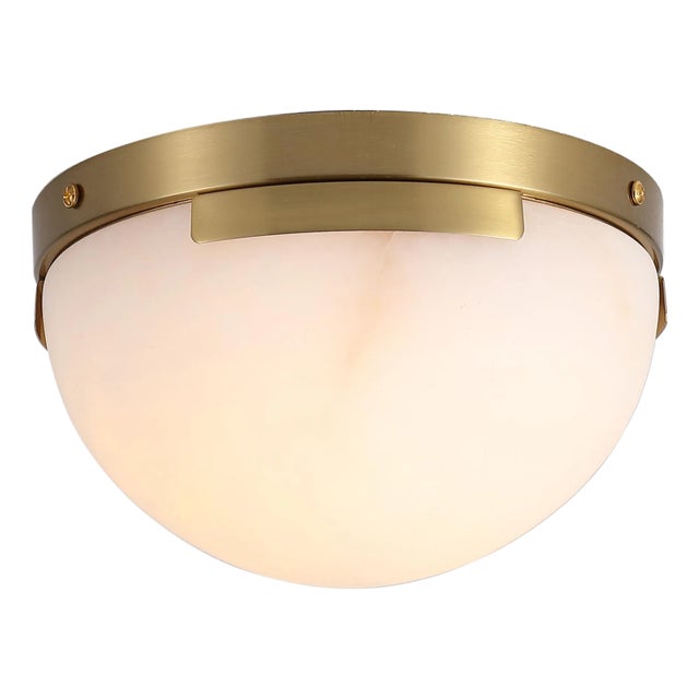 Eddie Alabaster Flush Mount in Off White/Brass For Sale