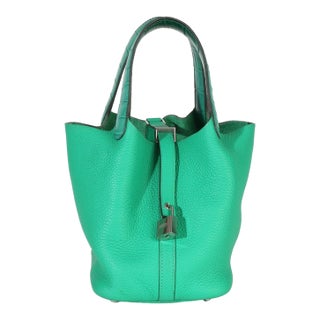 Vert Jade Menthe Clemence Matte Alligator Touch Picotin Lock 18 PHW For Sale