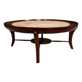 Maracanã Coffee Table in Rosewood & Travertine, Giuseppe Scapinelli, 1950s For Sale