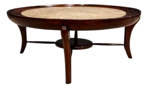 Maracanã Coffee Table in Rosewood & Travertine, Giuseppe Scapinelli, 1950s