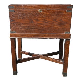 British Campaign Walnut Side Table For Sale