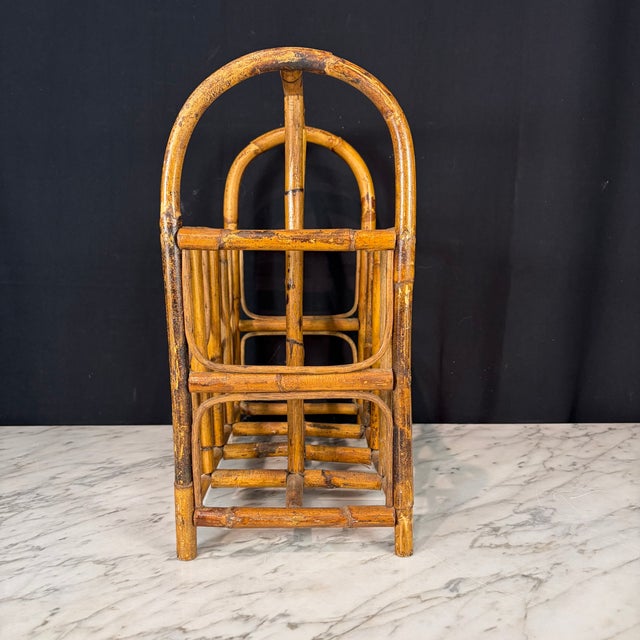 British Style Burnt Bamboo Magazine Rack For Sale In Portland, ME - Image 6 of 8