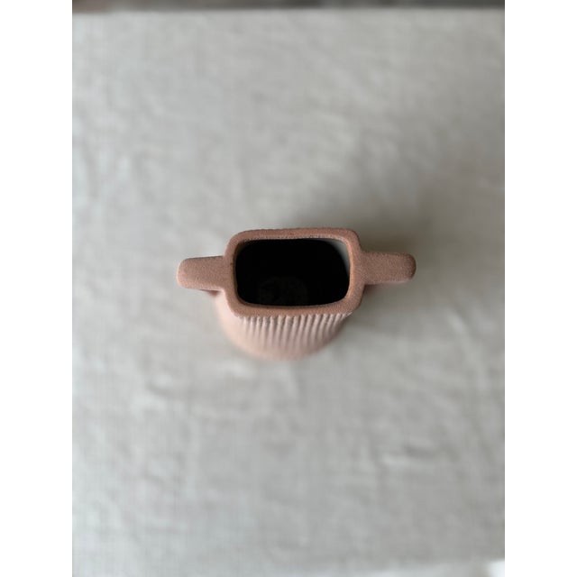2020s Textured Terracotta Pink Double Handle Bud Vase For Sale - Image 5 of 6