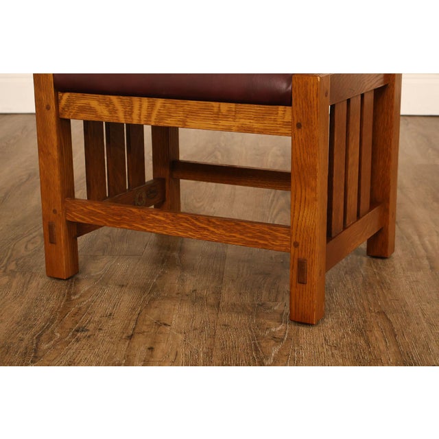 Wood Stickley Mission Collection Oak Spindle Footstool For Sale - Image 7 of 18