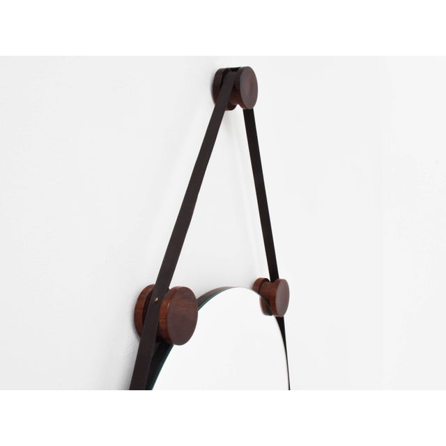 Italian Rosewood Mirror and Leather by Edoardo Paoli for Arform, 1959 For Sale - Image 4 of 5