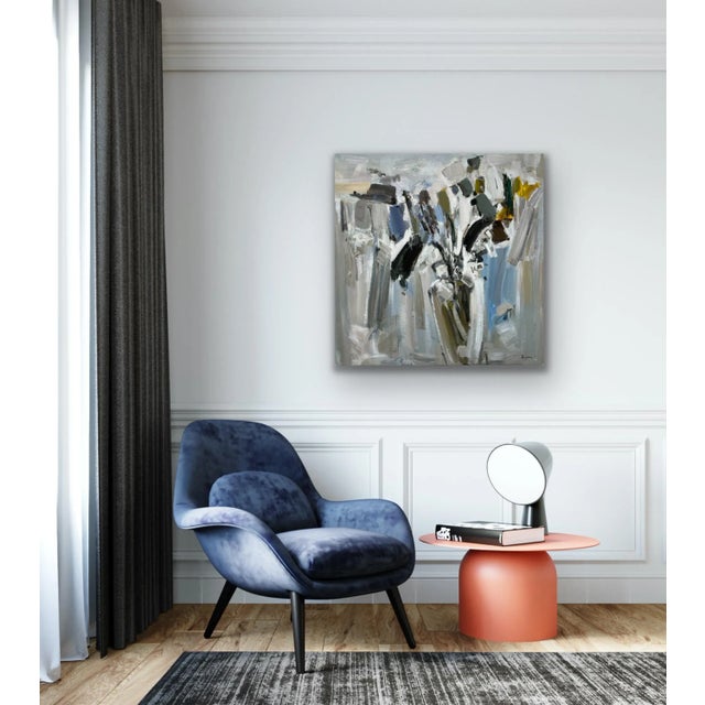 Contemporary Abstract Floral Original Oil Painting, 36" X 36" For Sale In Atlanta - Image 6 of 12