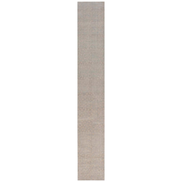 Modern Hand-Knotted Wool Runner by Doris Leslie Blau For Sale