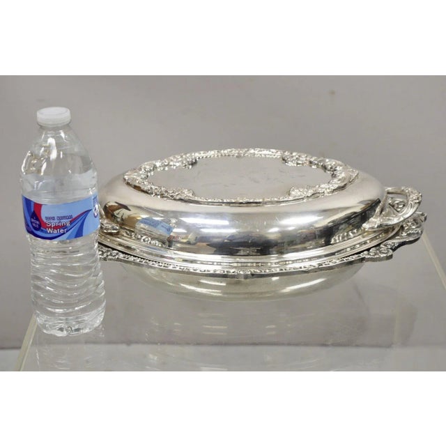 Vintage Silverplate Victorian Style Ornate Lidded Vegetable Serving Dish Platter For Sale - Image 9 of 12