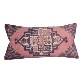 Rustic Turkish Oushak Pillow – Vintage Tribal Rug Textile Rug Cushion Cover -17'' X 34'' For Sale