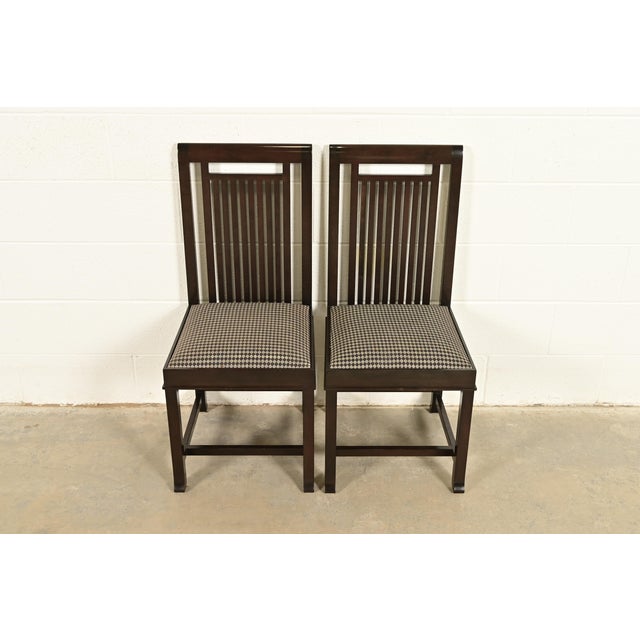 An exceptional pair of Arts & Crafts "Coonley 2" side chairs or dining chairs By Frank Lloyd Wright for Cassina (signed...