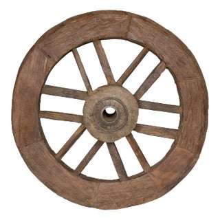 Indian 19th Century Wood and Metal Cart Wheel with Rustic Character For Sale